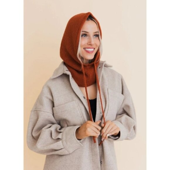 Balaclava Headwarmer w/ Drawstring Rust - Picture 2 of 3